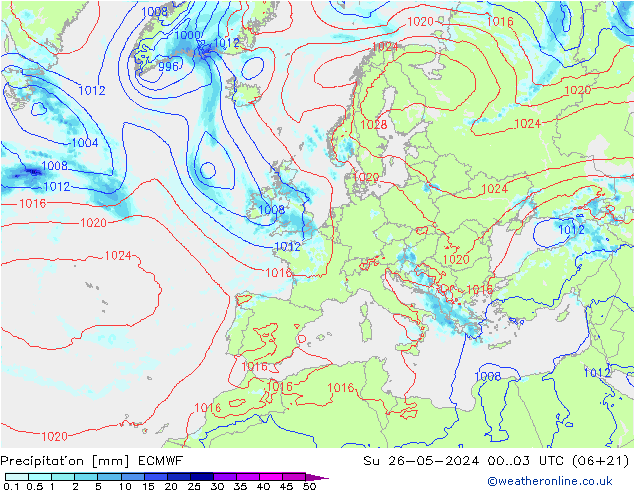 Precipitation ECMWF Su 26.05.2024 03 UTC