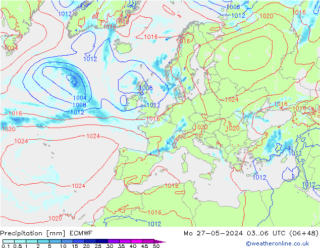 Precipitation ECMWF Mo 27.05.2024 06 UTC