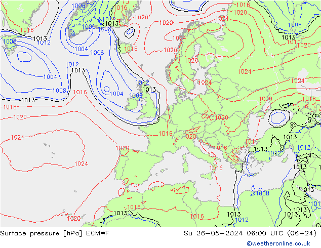 приземное давление ECMWF Вс 26.05.2024 06 UTC