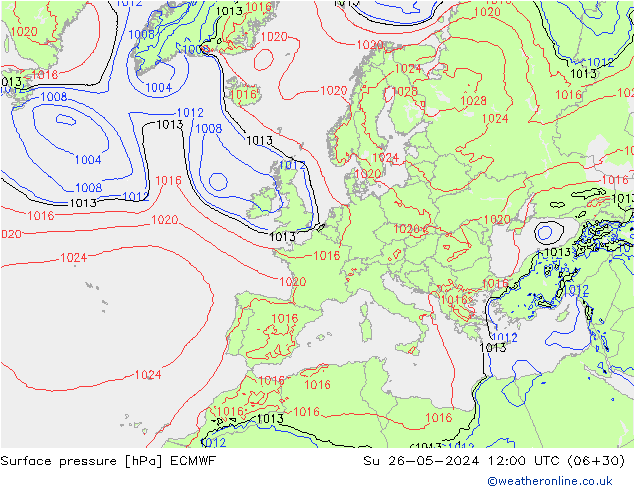 Yer basıncı ECMWF Paz 26.05.2024 12 UTC