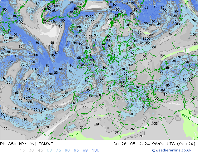 RH 850 hPa ECMWF So 26.05.2024 06 UTC