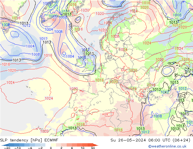 SLP tendency ECMWF Su 26.05.2024 06 UTC