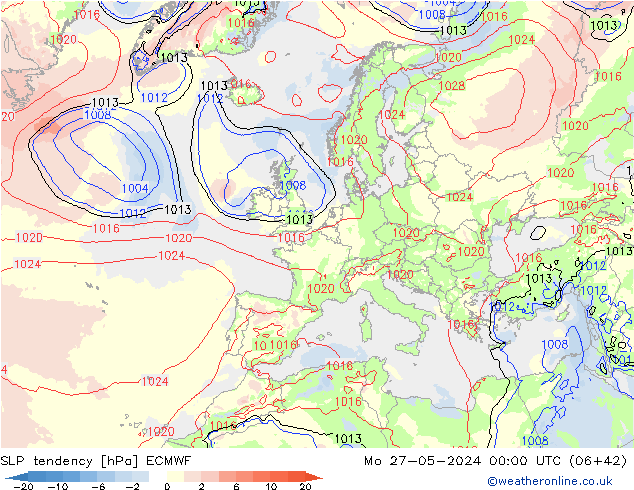 Drucktendenz ECMWF Mo 27.05.2024 00 UTC