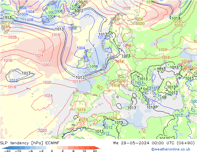 SLP tendency ECMWF We 29.05.2024 00 UTC