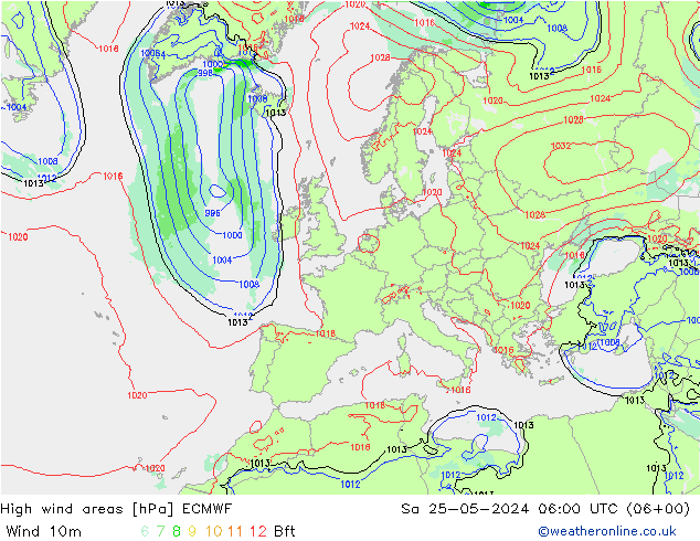 Windvelden ECMWF za 25.05.2024 06 UTC