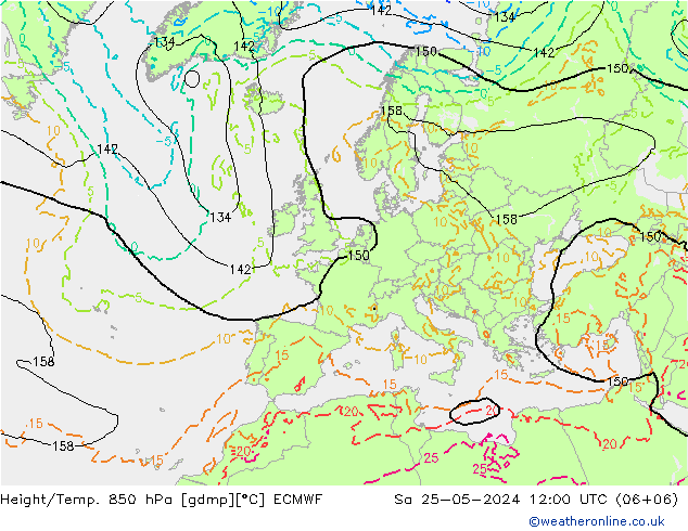 Z500/Regen(+SLP)/Z850 ECMWF za 25.05.2024 12 UTC