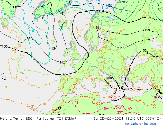 Z500/Rain (+SLP)/Z850 ECMWF so. 25.05.2024 18 UTC