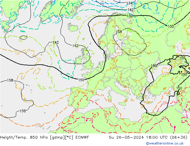 Z500/Rain (+SLP)/Z850 ECMWF  26.05.2024 18 UTC