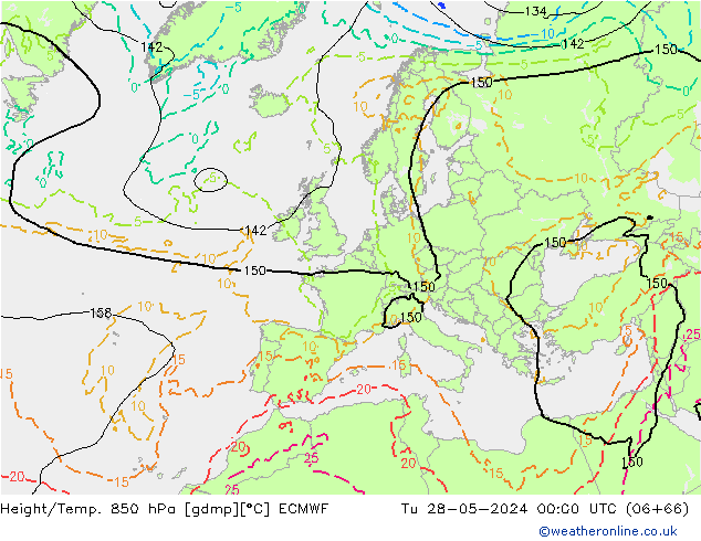 Height/Temp. 850 hPa ECMWF  28.05.2024 00 UTC