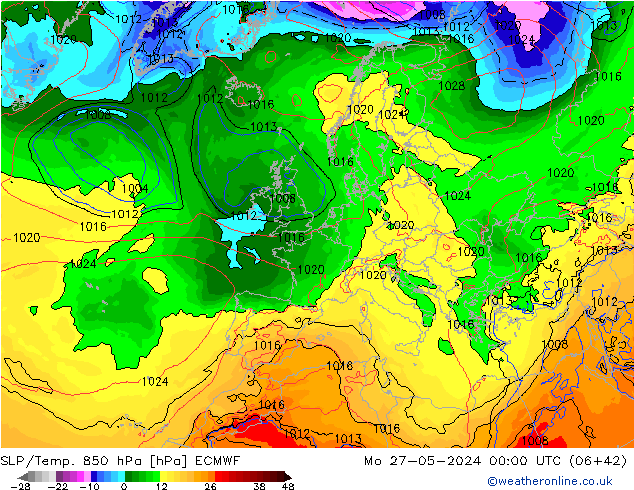 850 hPa Yer Bas./Sıc ECMWF Pzt 27.05.2024 00 UTC