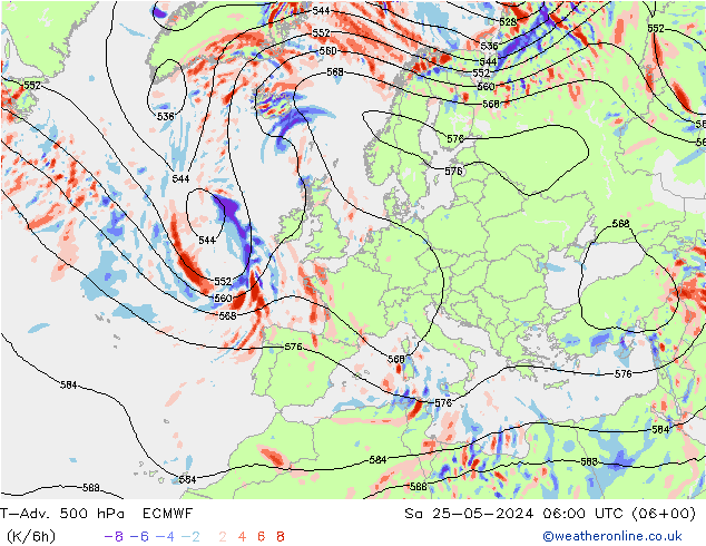 T-Adv. 500 hPa ECMWF sáb 25.05.2024 06 UTC