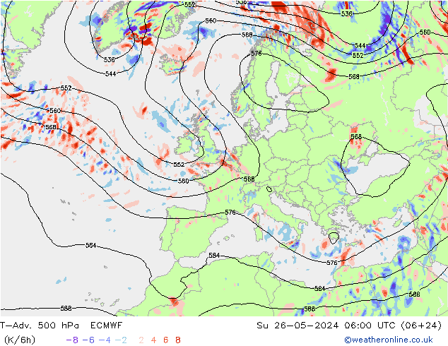 T-Adv. 500 hPa ECMWF dom 26.05.2024 06 UTC