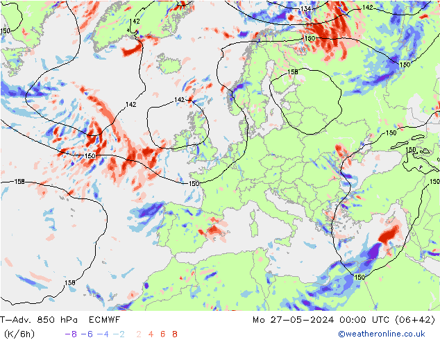 T-Adv. 850 hPa ECMWF Po 27.05.2024 00 UTC