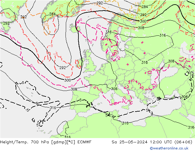 Height/Temp. 700 hPa ECMWF  25.05.2024 12 UTC