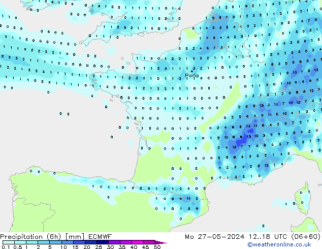 opad (6h) ECMWF pon. 27.05.2024 18 UTC