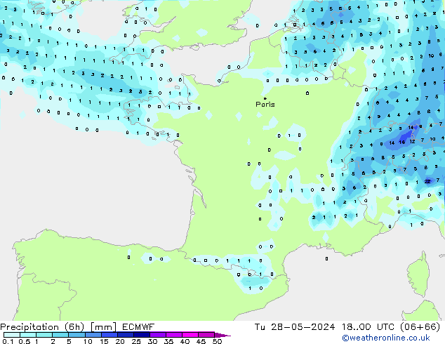 Z500/Regen(+SLP)/Z850 ECMWF di 28.05.2024 00 UTC