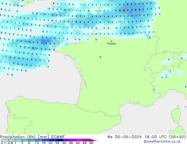 Nied. akkumuliert (6Std) ECMWF Mi 29.05.2024 00 UTC