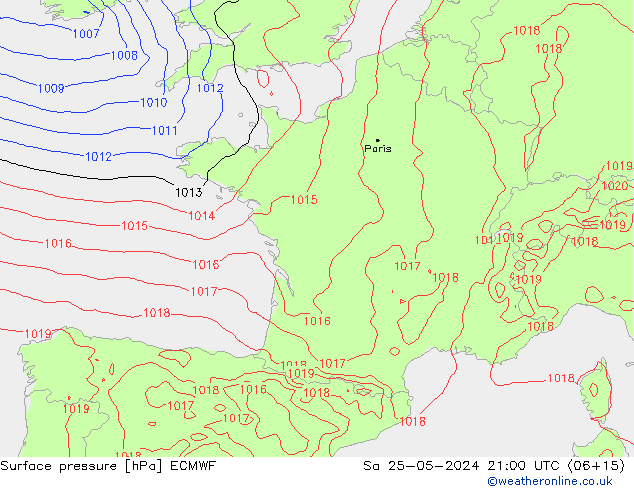 приземное давление ECMWF сб 25.05.2024 21 UTC