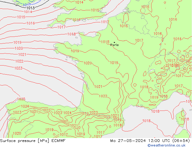 Bodendruck ECMWF Mo 27.05.2024 12 UTC