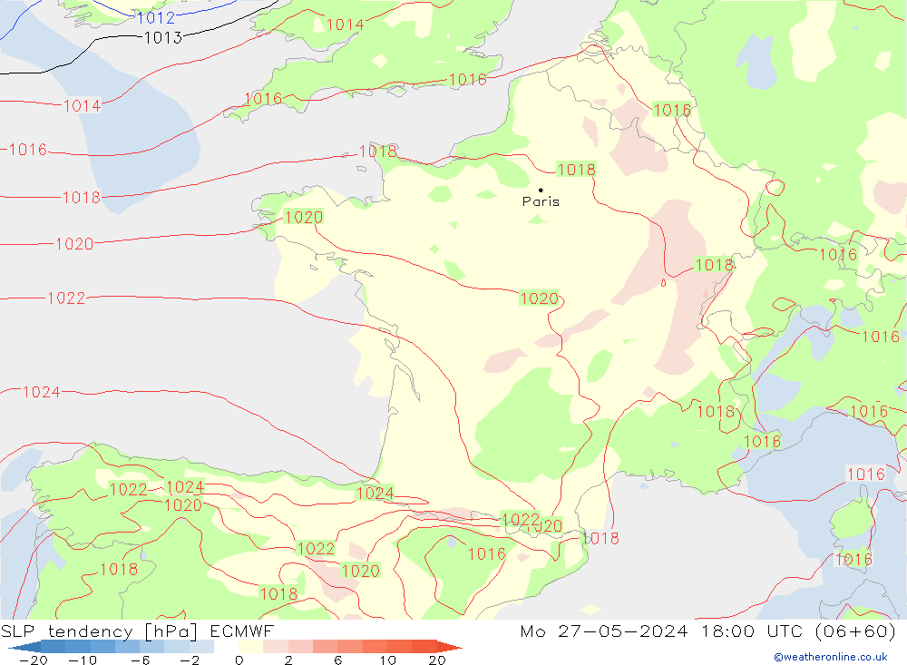 тенденция давления ECMWF пн 27.05.2024 18 UTC