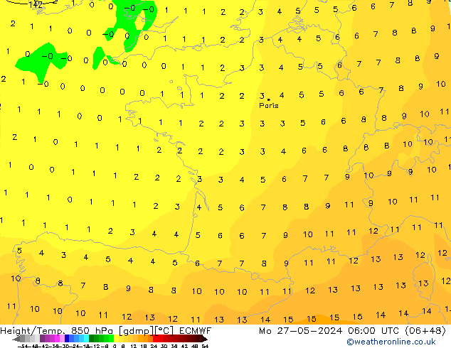 Z500/Rain (+SLP)/Z850 ECMWF Mo 27.05.2024 06 UTC