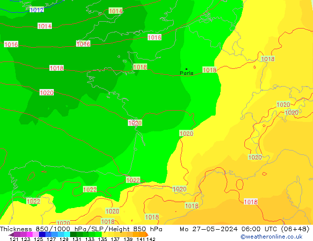 Thck 850-1000 hPa ECMWF  27.05.2024 06 UTC