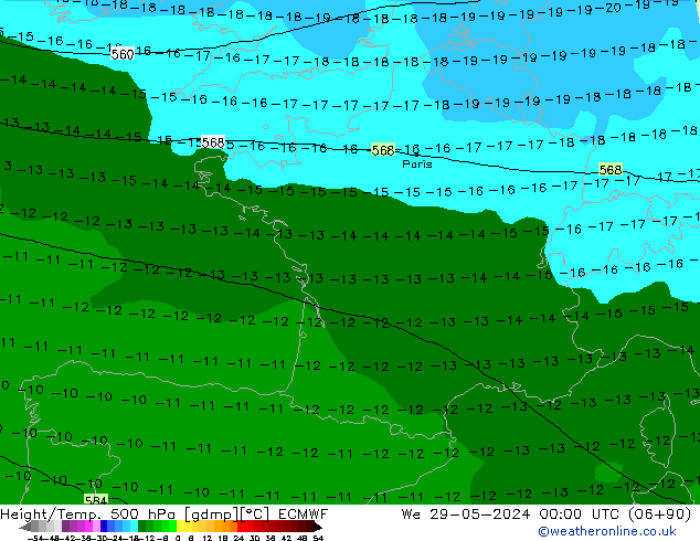 Height/Temp. 500 hPa ECMWF  29.05.2024 00 UTC