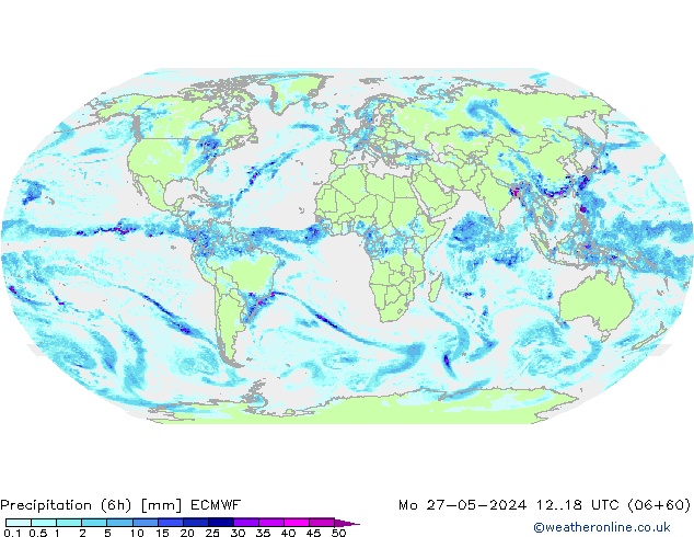 Prec 6h/Wind 10m/950 ECMWF lun 27.05.2024 18 UTC