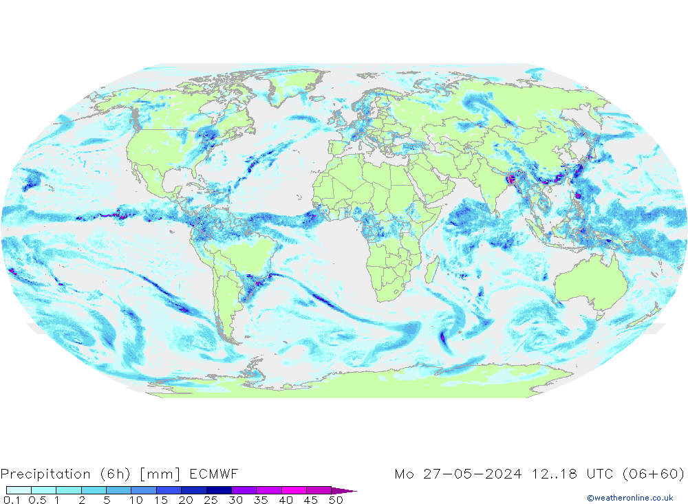 Prec 6h/Wind 10m/950 ECMWF lun 27.05.2024 18 UTC