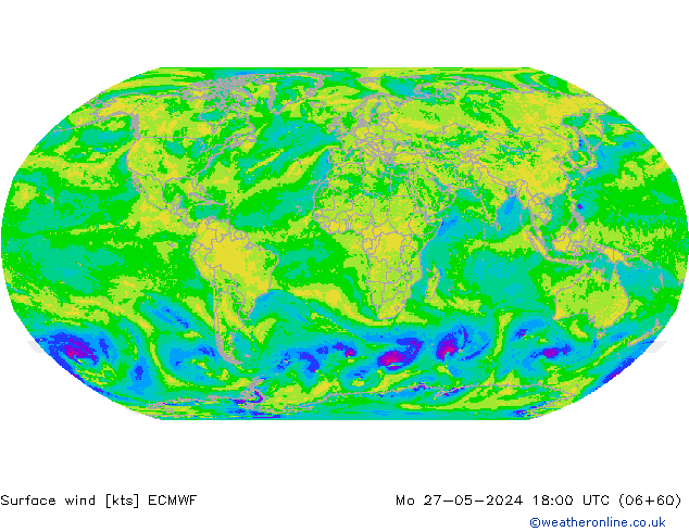 Prec 6h/Wind 10m/950 ECMWF lun 27.05.2024 18 UTC