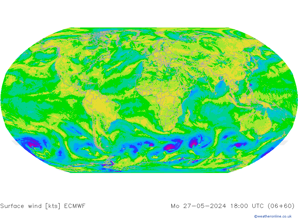 Prec 6h/Wind 10m/950 ECMWF lun 27.05.2024 18 UTC
