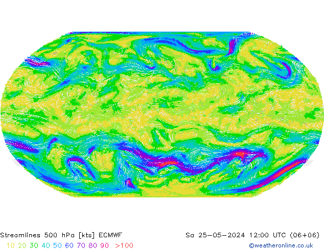 Stromlinien 500 hPa ECMWF Sa 25.05.2024 12 UTC