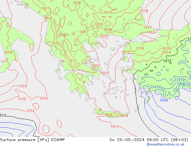 Atmosférický tlak ECMWF So 25.05.2024 09 UTC