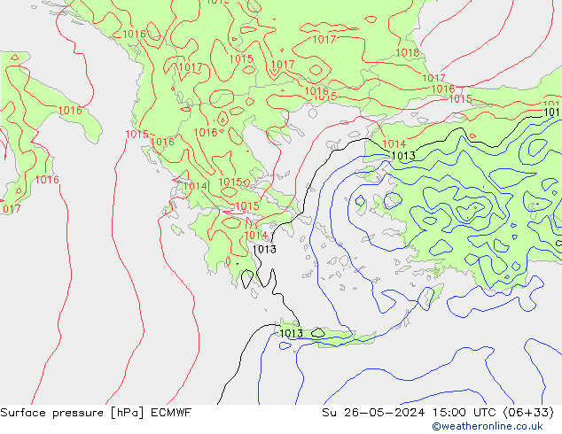 Presión superficial ECMWF dom 26.05.2024 15 UTC