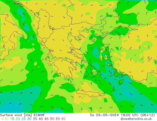 Rüzgar 10 m ECMWF Cts 25.05.2024 18 UTC