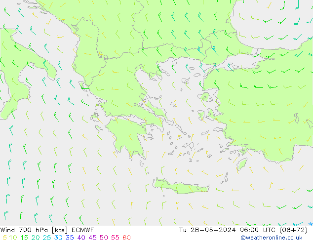 Vento 700 hPa ECMWF Ter 28.05.2024 06 UTC