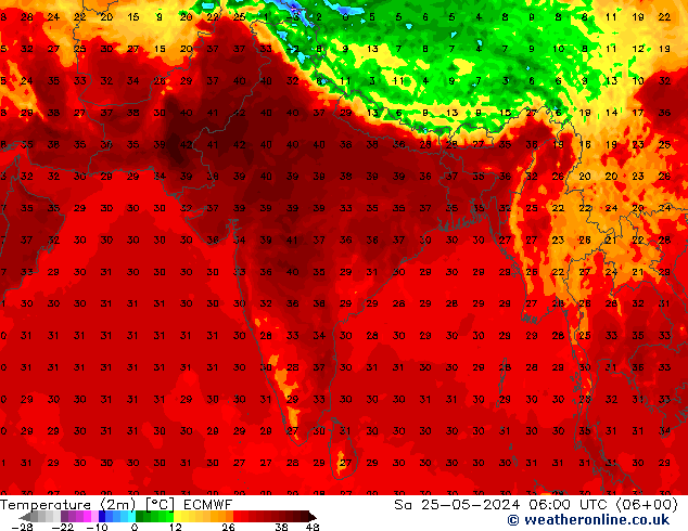 Temperatura (2m) ECMWF Sáb 25.05.2024 06 UTC