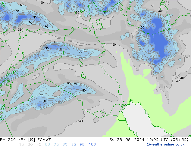 RH 300 hPa ECMWF So 26.05.2024 12 UTC