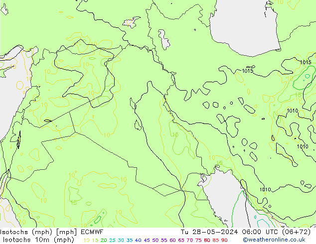 Isotachs (mph) ECMWF Tu 28.05.2024 06 UTC