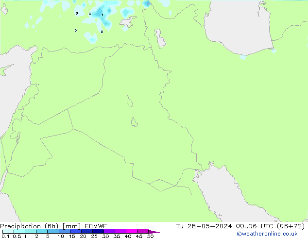 Precipitation (6h) ECMWF Út 28.05.2024 06 UTC