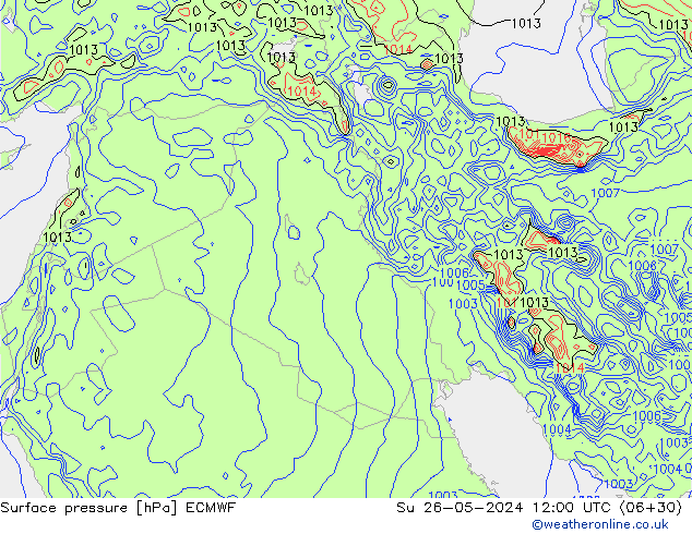 Atmosférický tlak ECMWF Ne 26.05.2024 12 UTC