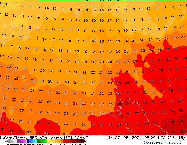 Z500/Rain (+SLP)/Z850 ECMWF lun 27.05.2024 06 UTC