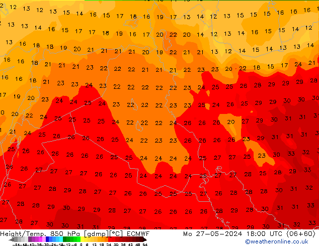 Z500/Rain (+SLP)/Z850 ECMWF Po 27.05.2024 18 UTC