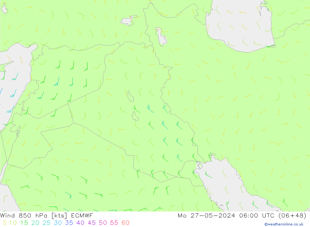 ветер 850 гПа ECMWF пн 27.05.2024 06 UTC