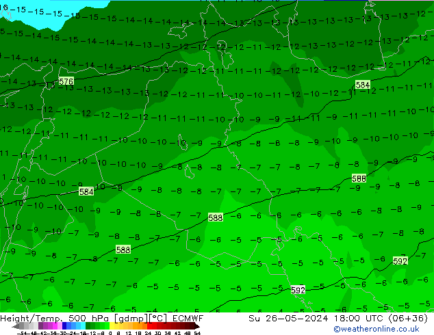 Z500/Rain (+SLP)/Z850 ECMWF dom 26.05.2024 18 UTC