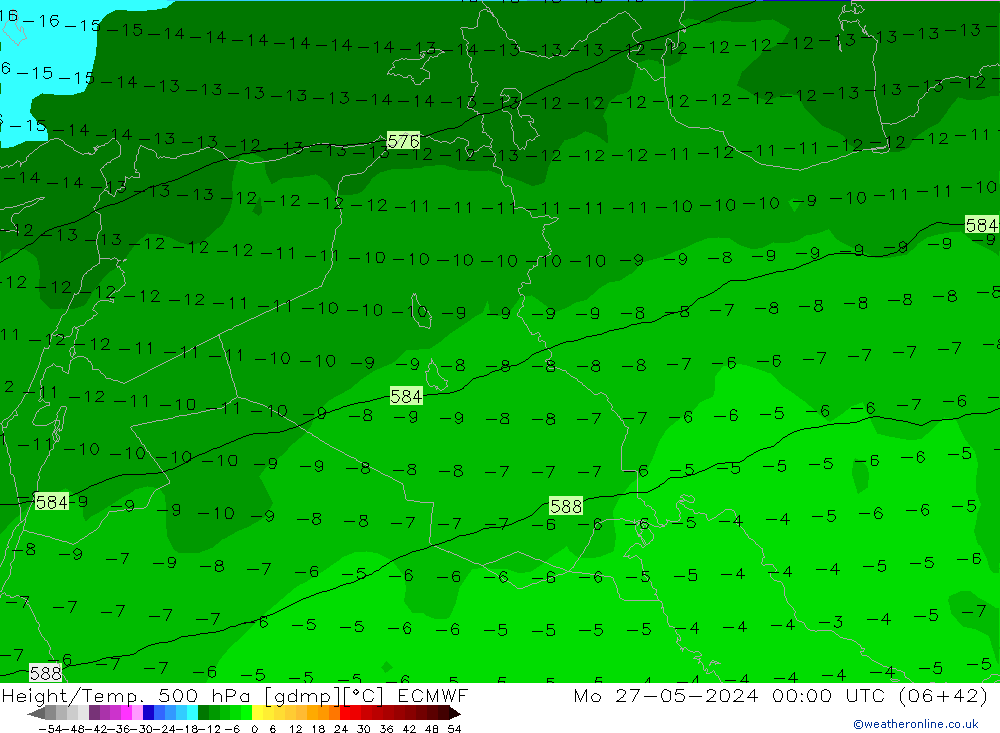 Z500/Rain (+SLP)/Z850 ECMWF Mo 27.05.2024 00 UTC