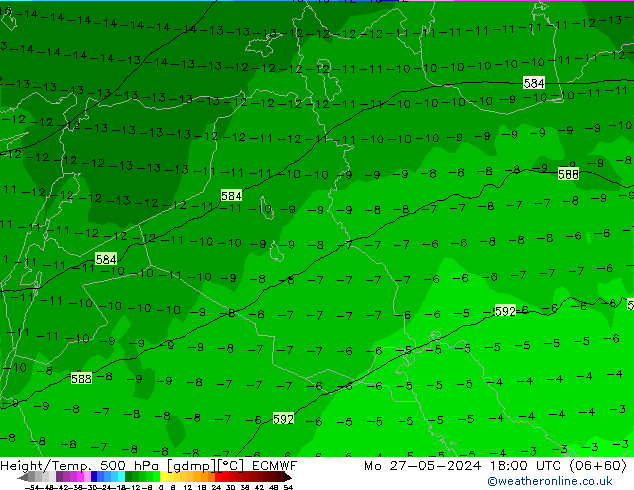 Z500/Rain (+SLP)/Z850 ECMWF lun 27.05.2024 18 UTC