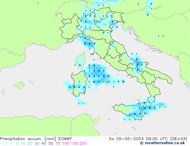 Precipitation accum. ECMWF  25.05.2024 09 UTC