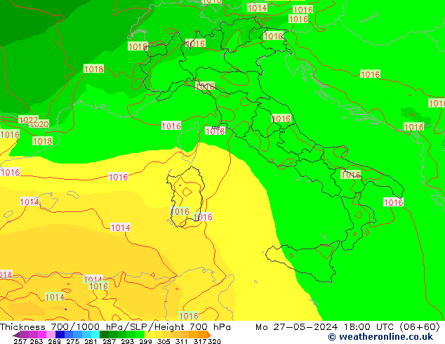 Thck 700-1000 hPa ECMWF Po 27.05.2024 18 UTC