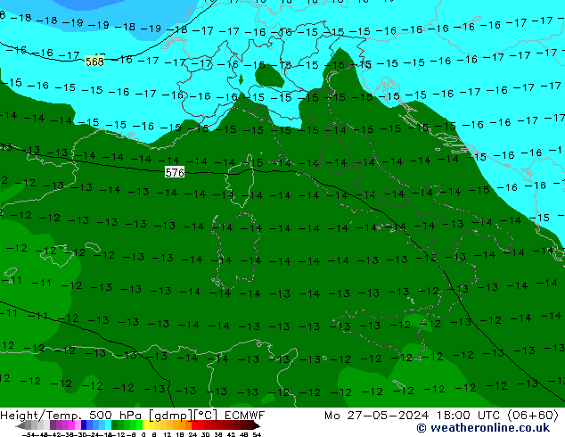 Z500/Rain (+SLP)/Z850 ECMWF  27.05.2024 18 UTC